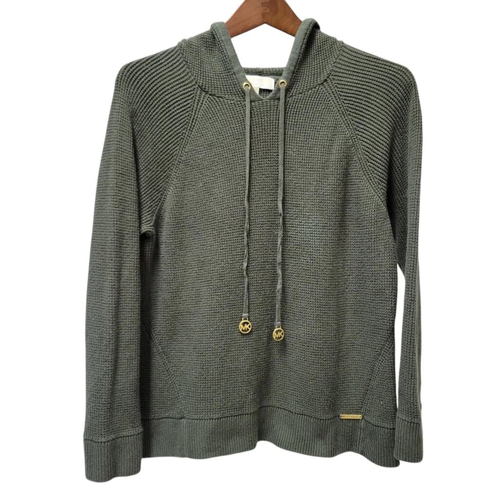 This is a MICHAEL Michael Kors Olive Hooded Sweater Sz XL